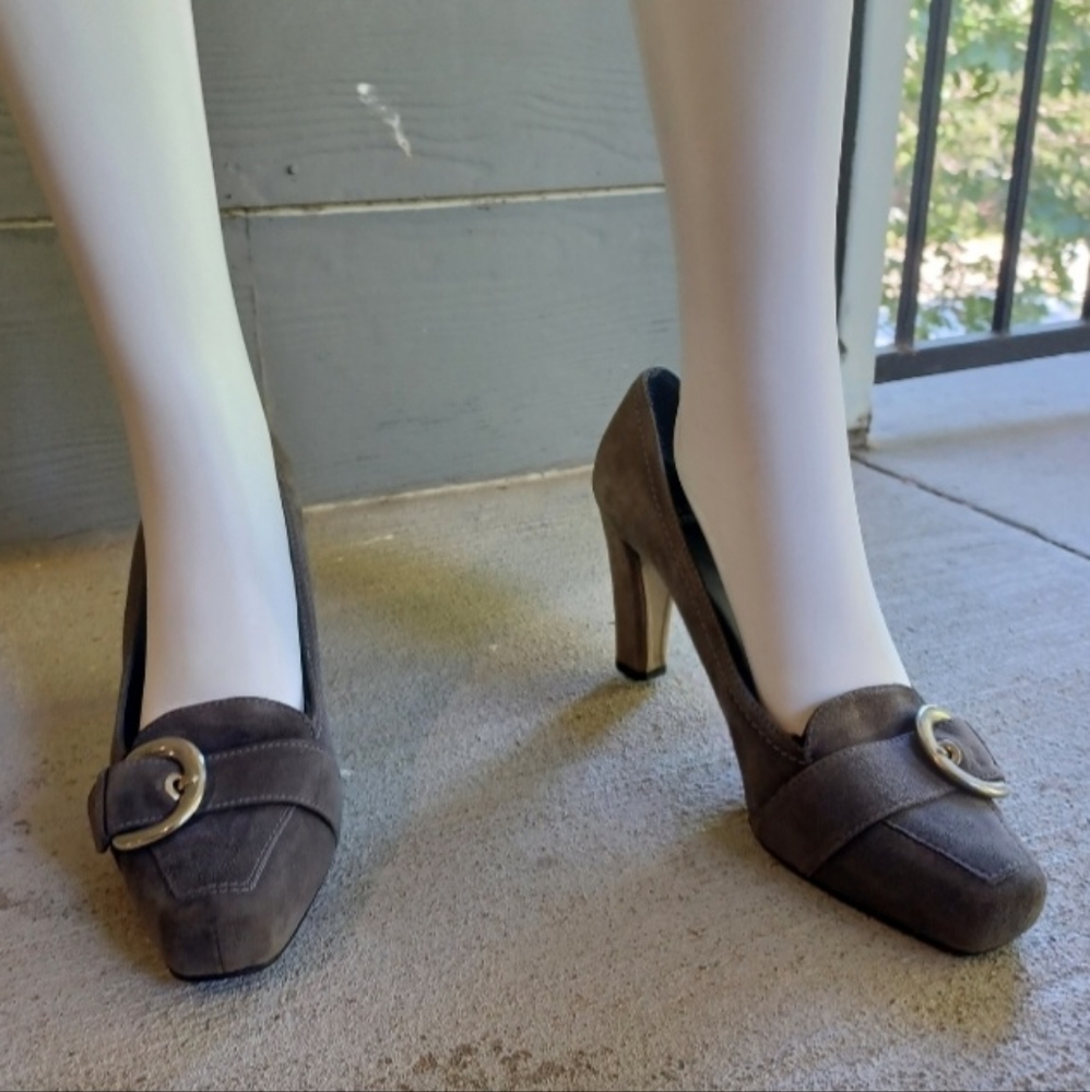 Stuart Weitzman Charcoal Suede 'Edit' Square Toe … - image 4